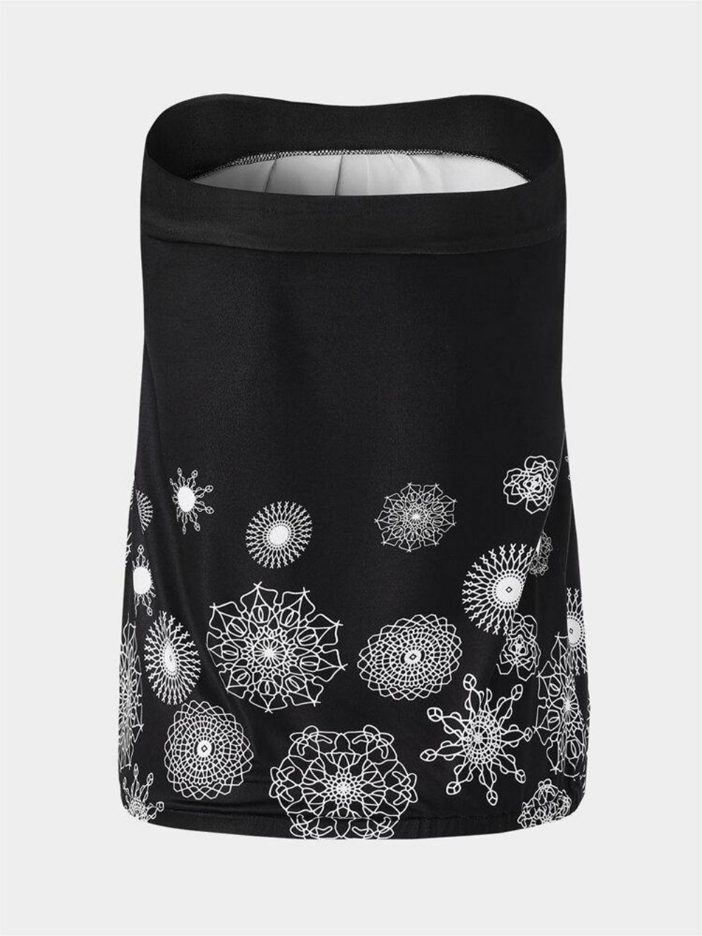 Vakantie Bloemenprint Strapless Mouwloze Zwarte Tube Tanktop