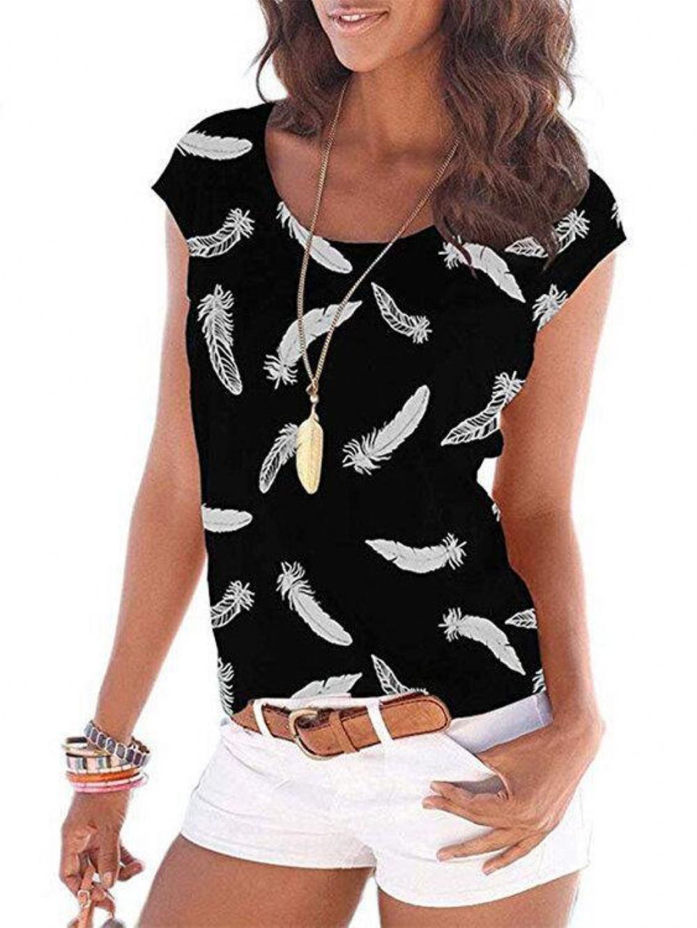 Veren Print Ronde Hals Mouwloze Losse Dames Casual Tanktop