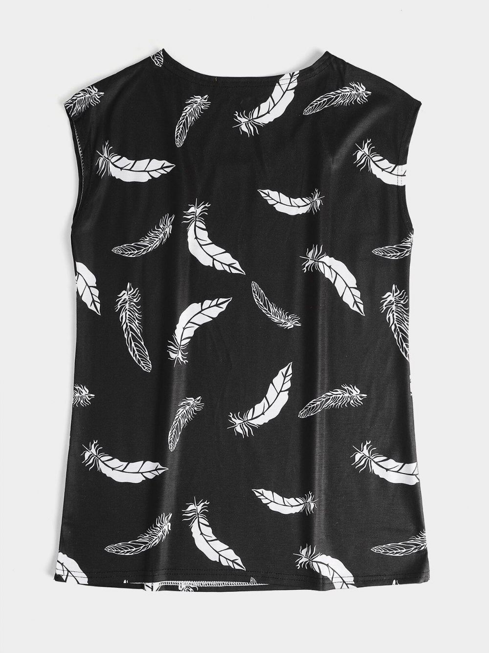 Veren Print Ronde Hals Mouwloze Losse Dames Casual Tanktop