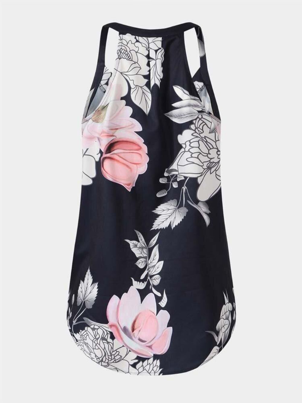 Vintage Bloemenprint Halter V-Hals Mouwloze Overslag Tanktop