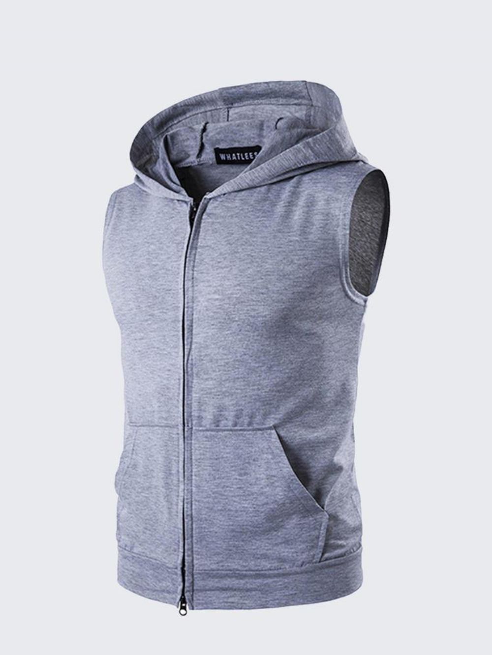 Zomer Persoonlijkheid High Street Grote Zak T-Shirt Casual Zip Hooded Vest Heren Trui T-Shirt