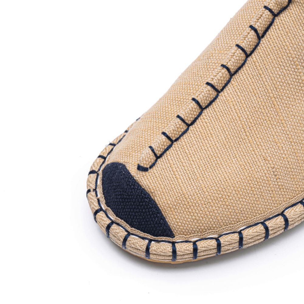 Heren Canvas Ademend Antislip Hand Stiksels Comfortabele Oude Peking Casual Linnen Schoenen