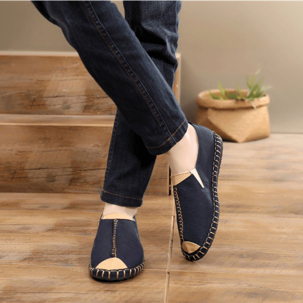 Heren Canvas Ademend Antislip Hand Stiksels Comfortabele Oude Peking Casual Linnen Schoenen