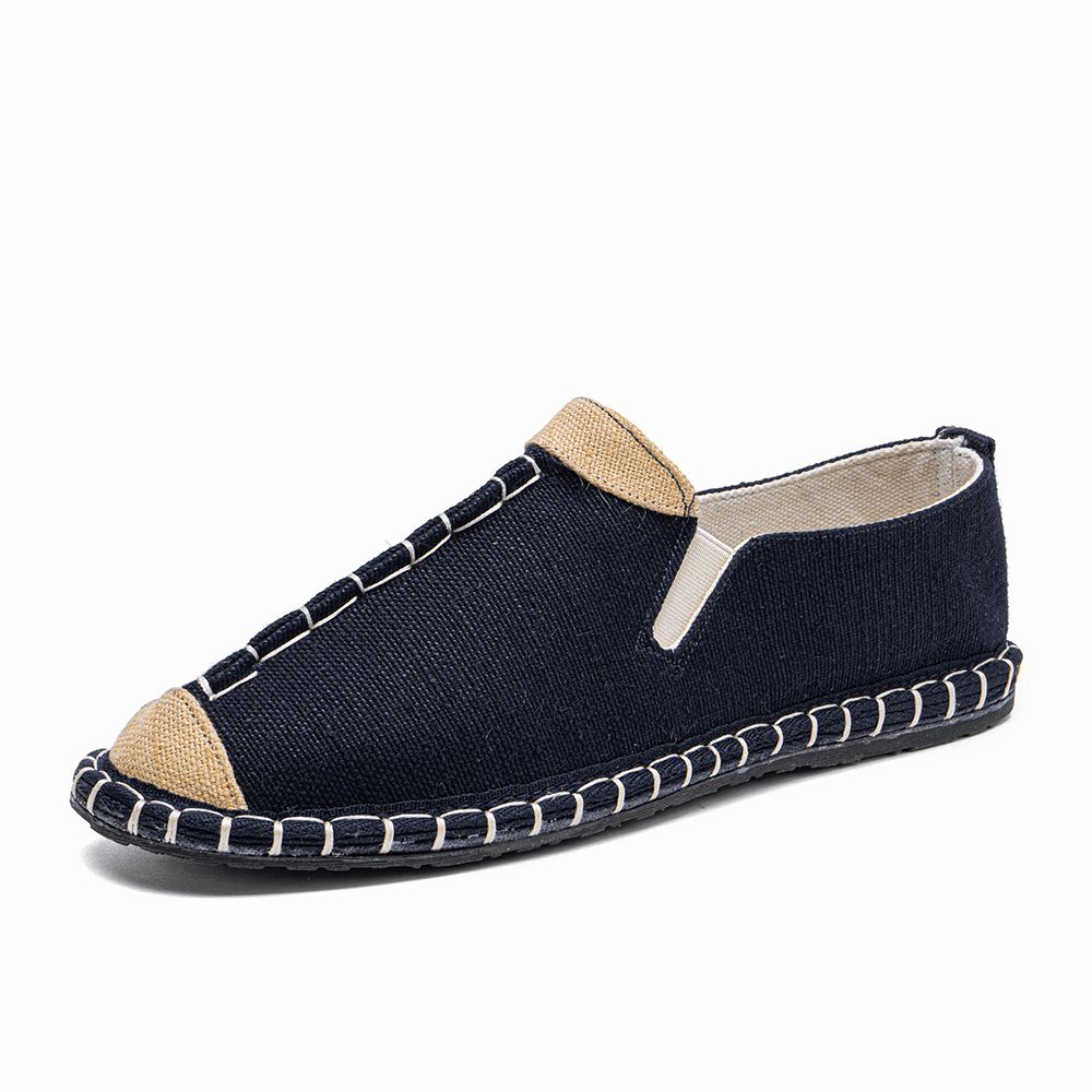 Heren Canvas Ademend Antislip Hand Stiksels Comfortabele Oude Peking Casual Linnen Schoenen