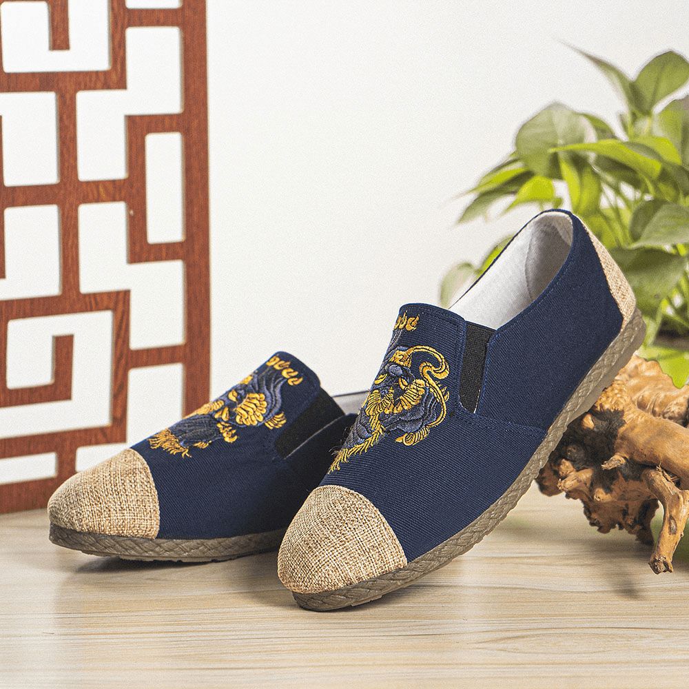 Heren Canvas Ademend Antislip Zacht Comfortabel Oud Peking Casual Linnen Schoenen