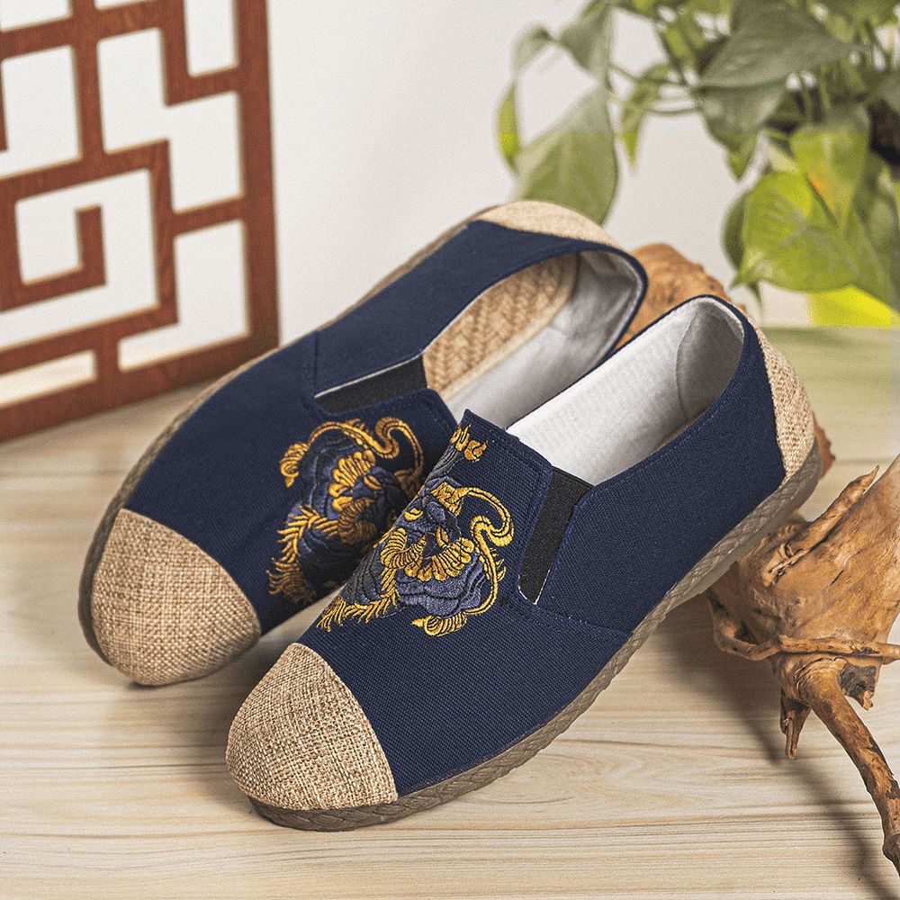 Heren Canvas Ademend Antislip Zacht Comfortabel Oud Peking Casual Linnen Schoenen