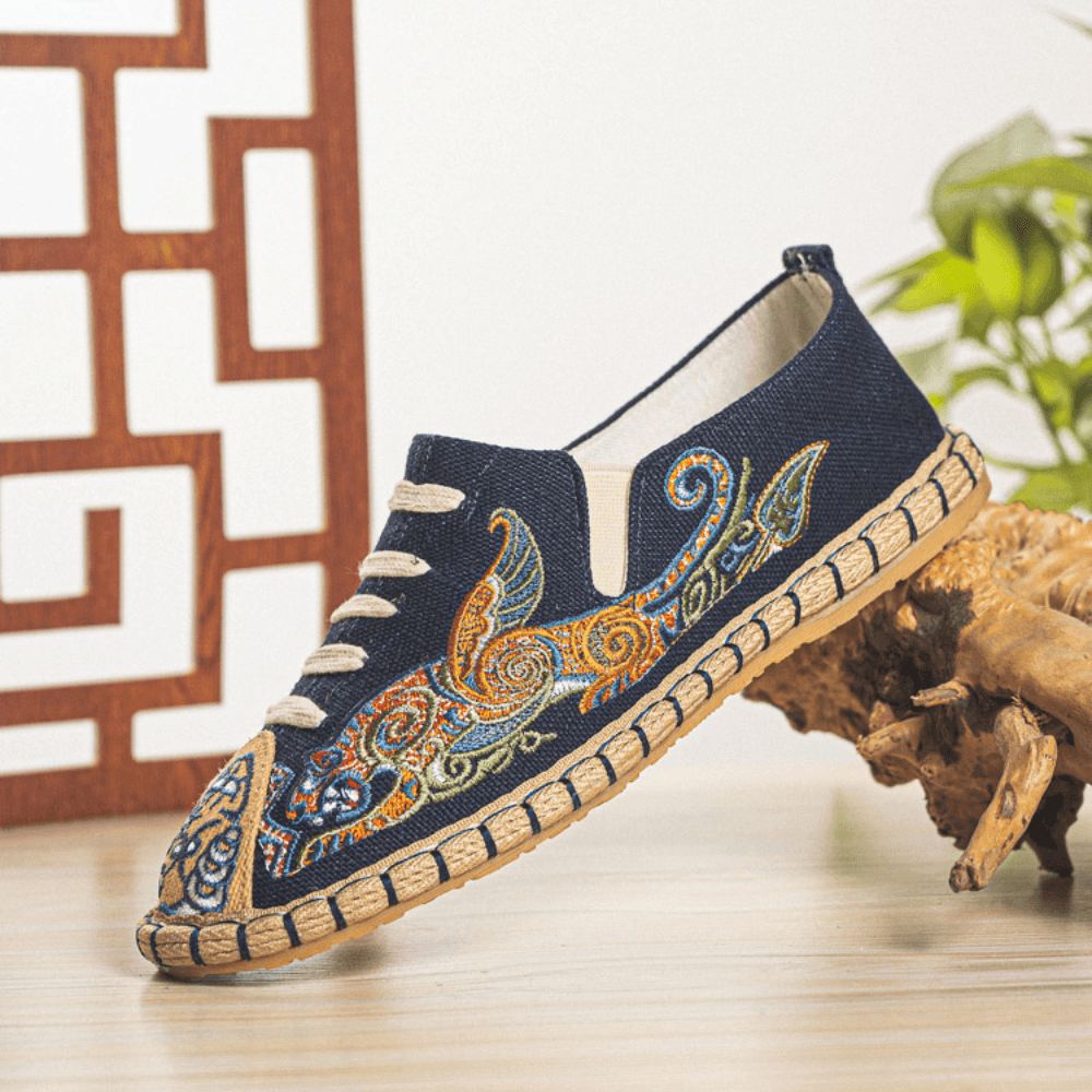 Heren Canvas Ademend Hand Stiksel Comfortabele Oude Peking Casual Linnen Schoenen