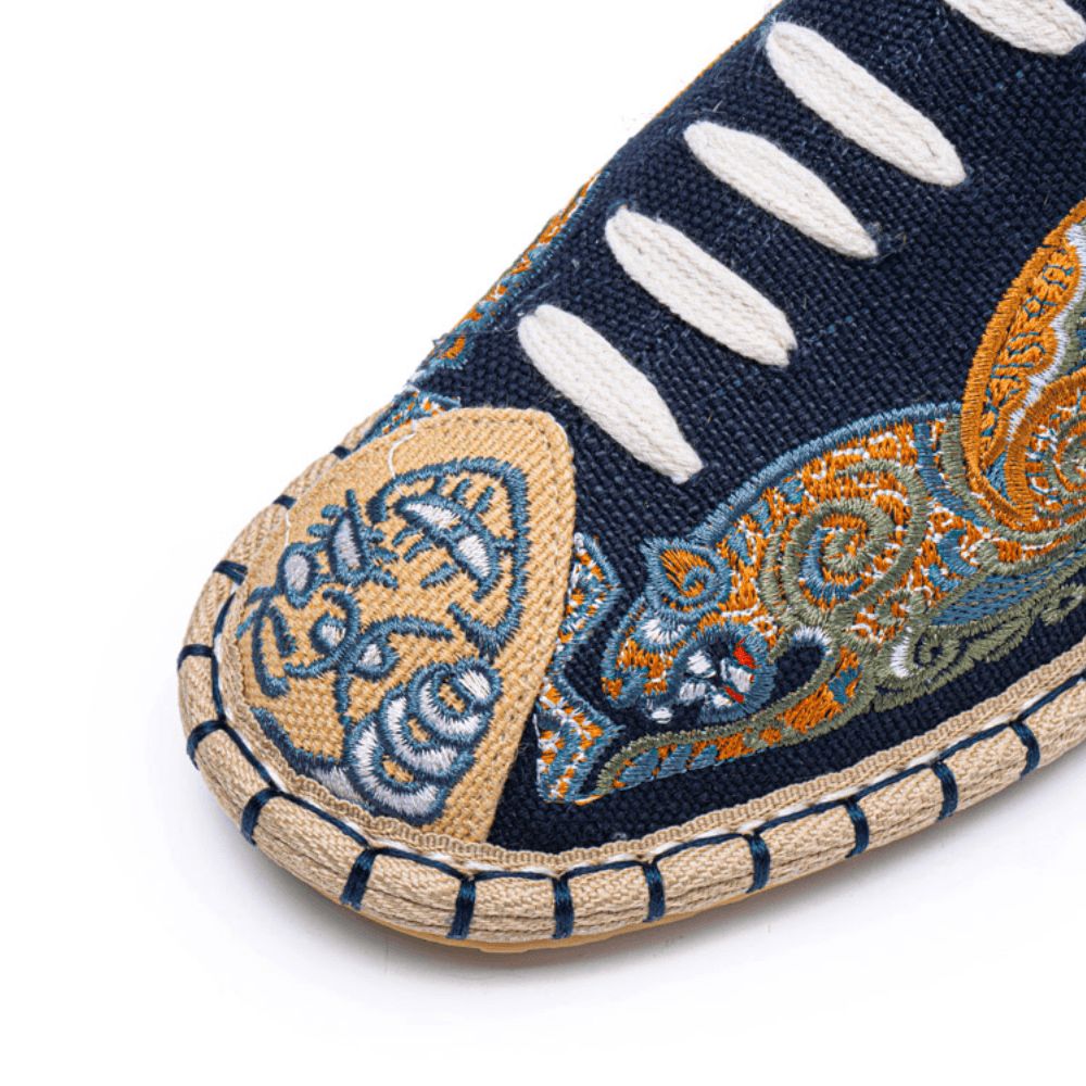 Heren Canvas Ademend Hand Stiksel Comfortabele Oude Peking Casual Linnen Schoenen