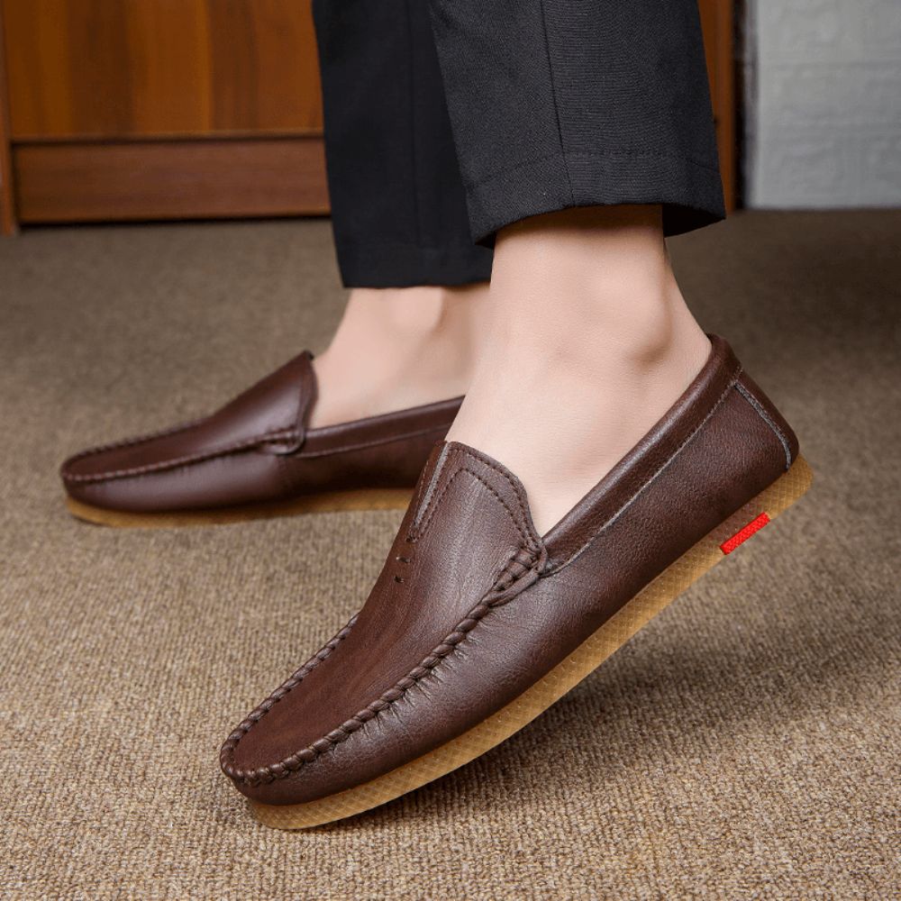 Heren Microvezel Ademend Comfortabele Bodem Slip Op Rijden Casual Lederen Loafers Schoenen