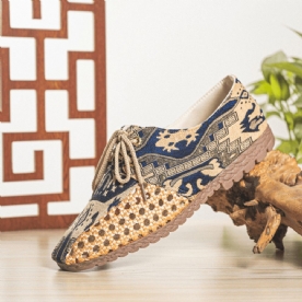 Heren Uitgehold Geweven Ademende Antislip Chinese Stijl Patroon Casual Canvas Schoenen