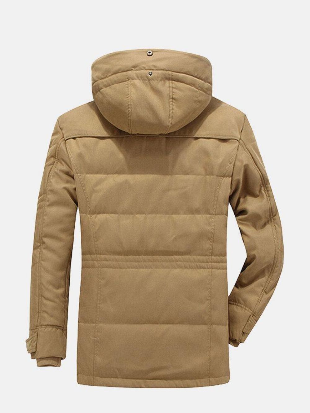 Dikke Fleece Winddichte Warme Winter Halflange Casual Parka'S Met Capuchon Heren