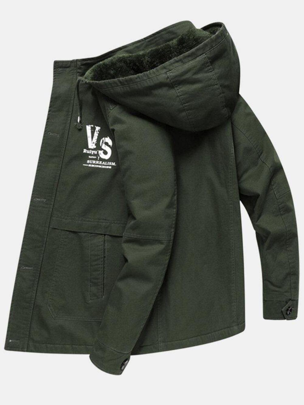 Dikke Met Fleece Gevoerde Warme Outdoor-Casual Parka'S Met Capuchon Heren