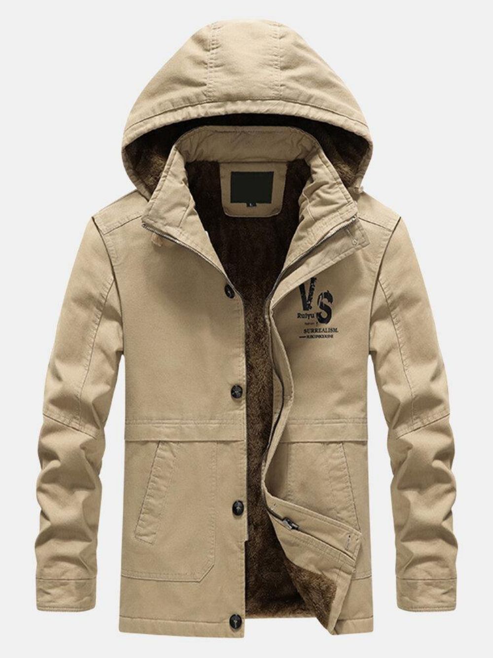 Dikke Met Fleece Gevoerde Warme Outdoor-Casual Parka'S Met Capuchon Heren