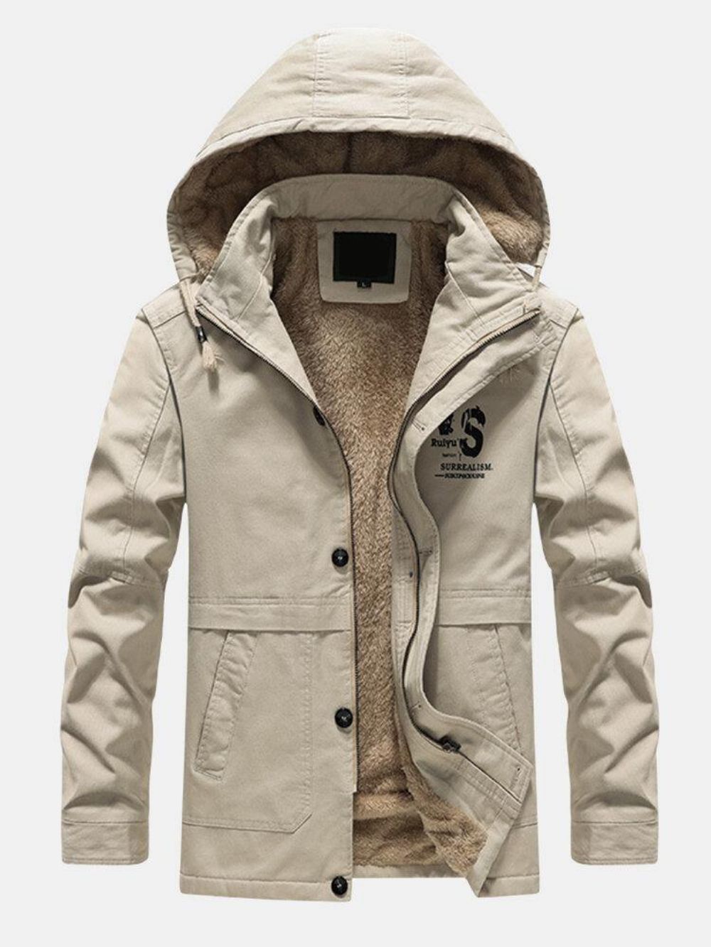 Dikke Met Fleece Gevoerde Warme Outdoor-Casual Parka'S Met Capuchon Heren