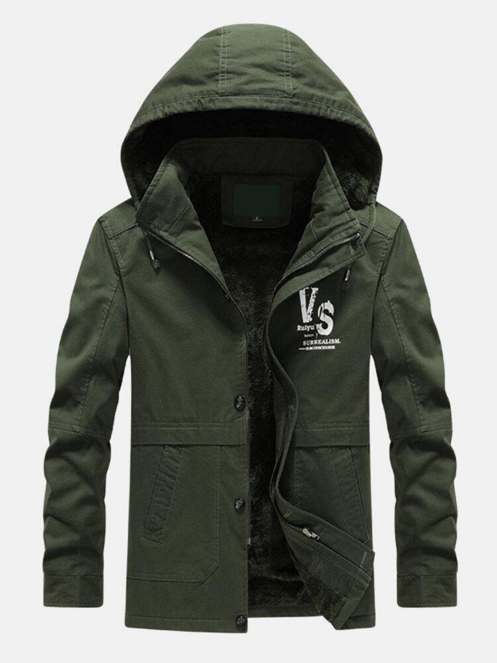 Dikke Met Fleece Gevoerde Warme Outdoor-Casual Parka'S Met Capuchon Heren