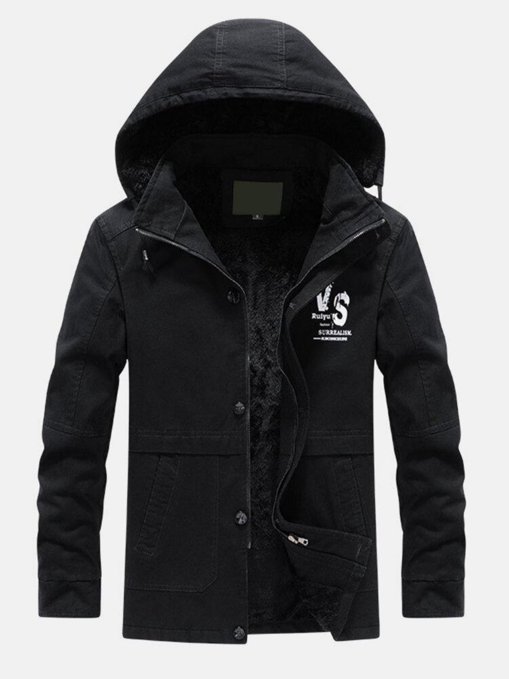 Dikke Met Fleece Gevoerde Warme Outdoor-Casual Parka'S Met Capuchon Heren