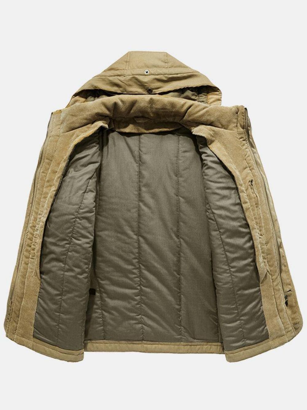 Warme Met Fleece Gevoerde Tailleband Met Trekkoord Heren Tweedelige Casual Parka'S Met Capuchon Buiten