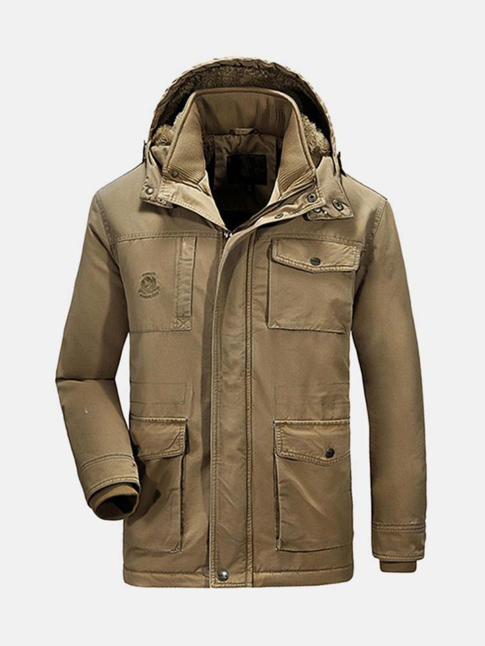 Winter Velvet Plus Dikke Warme Afneembare Capuchon Katoen Heren Jas Parka'S