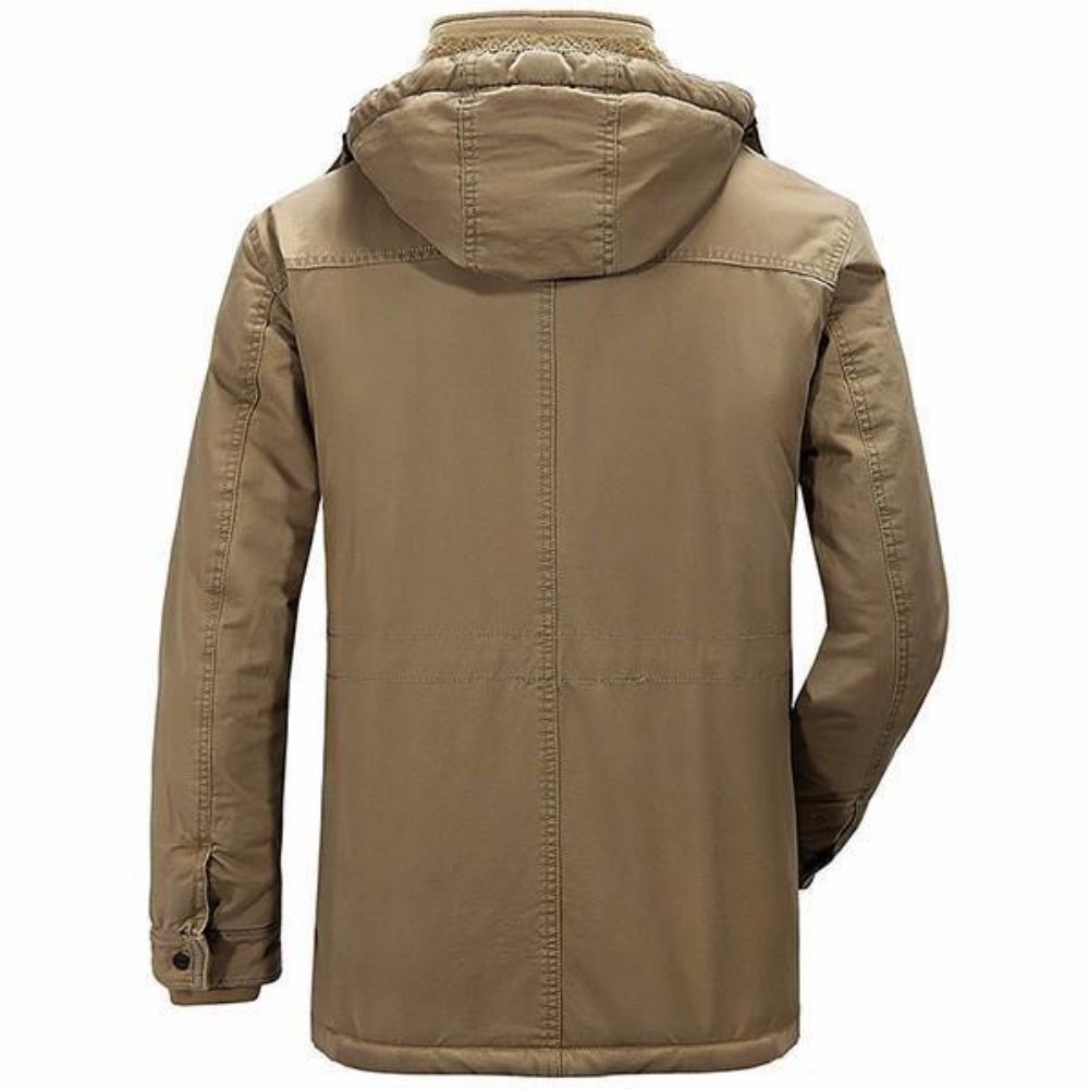 Winter Velvet Plus Dikke Warme Afneembare Capuchon Katoen Heren Jas Parka'S