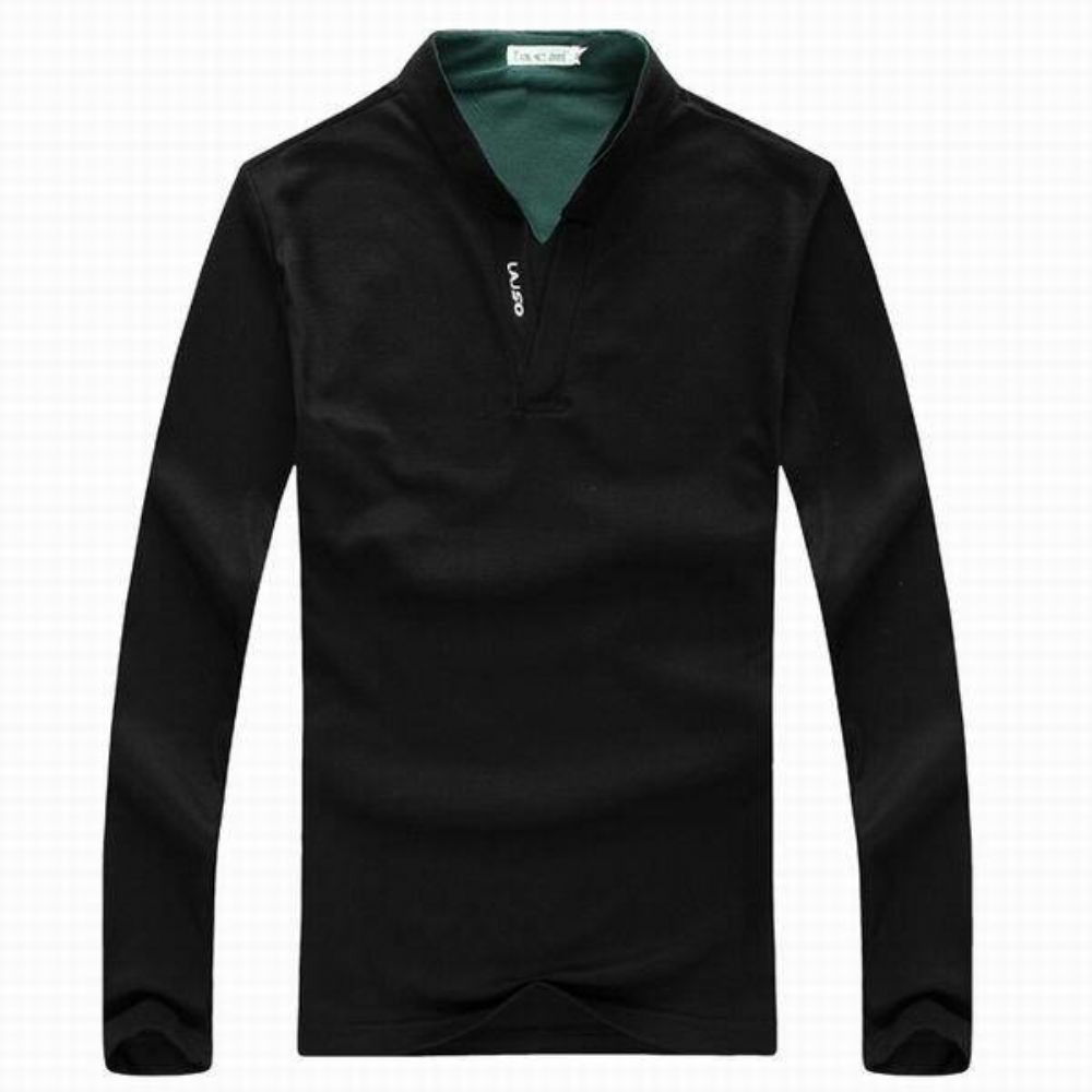 6 Kleuren Heren Sport Effen Kleur Golfshirt Met Lange Mouwen Casual Opstaande Kraag Tops