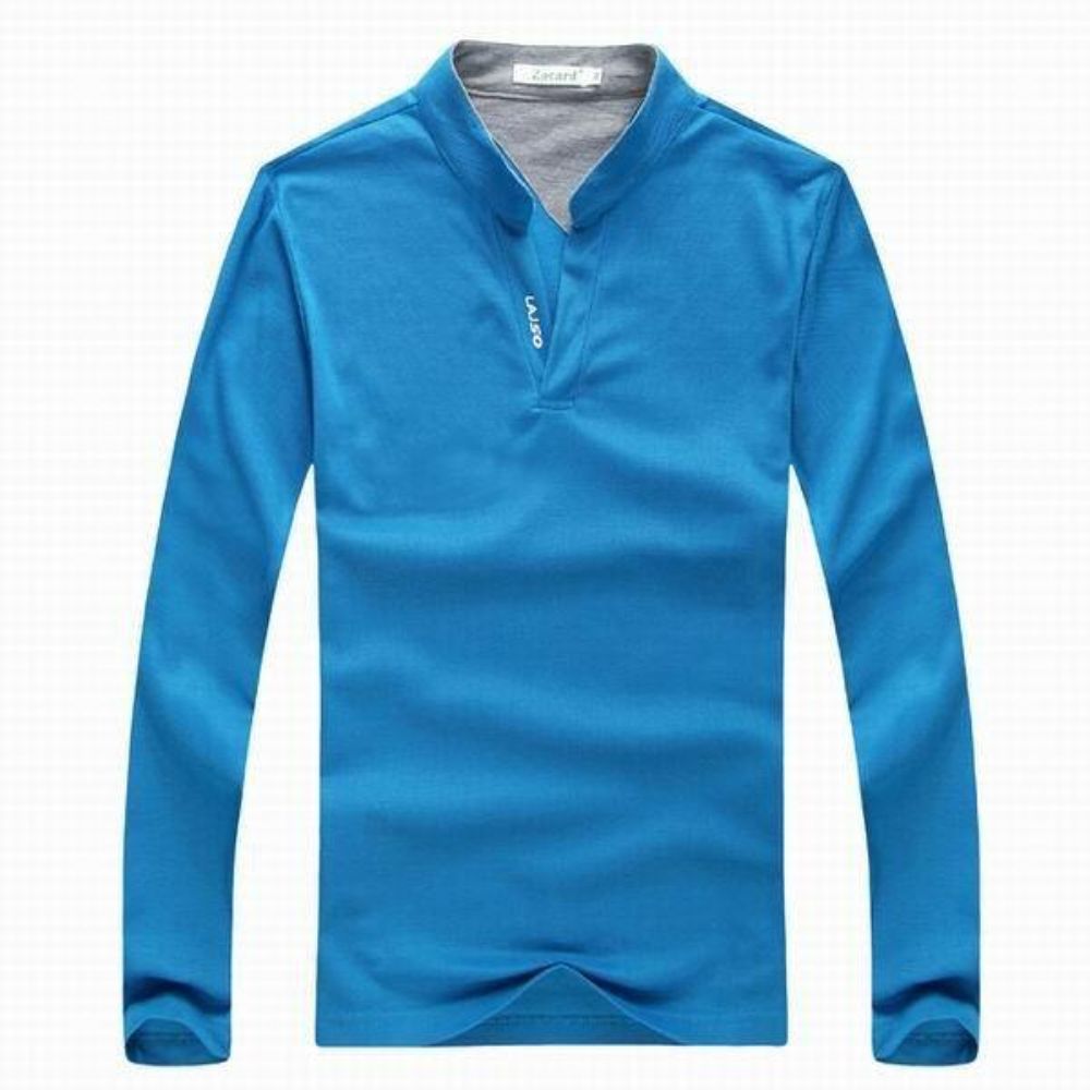 6 Kleuren Heren Sport Effen Kleur Golfshirt Met Lange Mouwen Casual Opstaande Kraag Tops