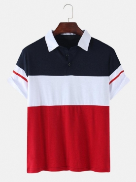 Casual Golfshirt Met Kleurblokken Korte Mouwen Heren