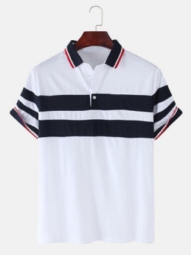 Casual Golfshirt Met Korte Mouwen Patchworkkleur Splice