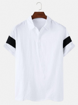 Casual Golfshirts Heren Met Kleurblokken Halfopen Knoop Korte Mouwen