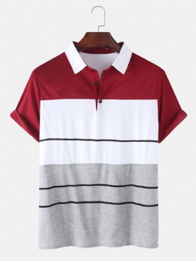 Casual Sportgolfshirts Met Kleurblokken Korte Mouwen Heren