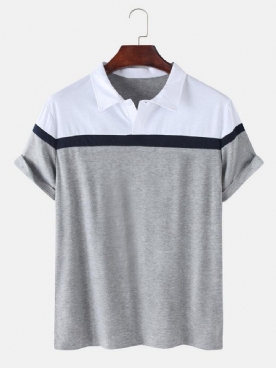 Colorblock Casual Sport-Golfshirts Met Korte Mouwen Heren