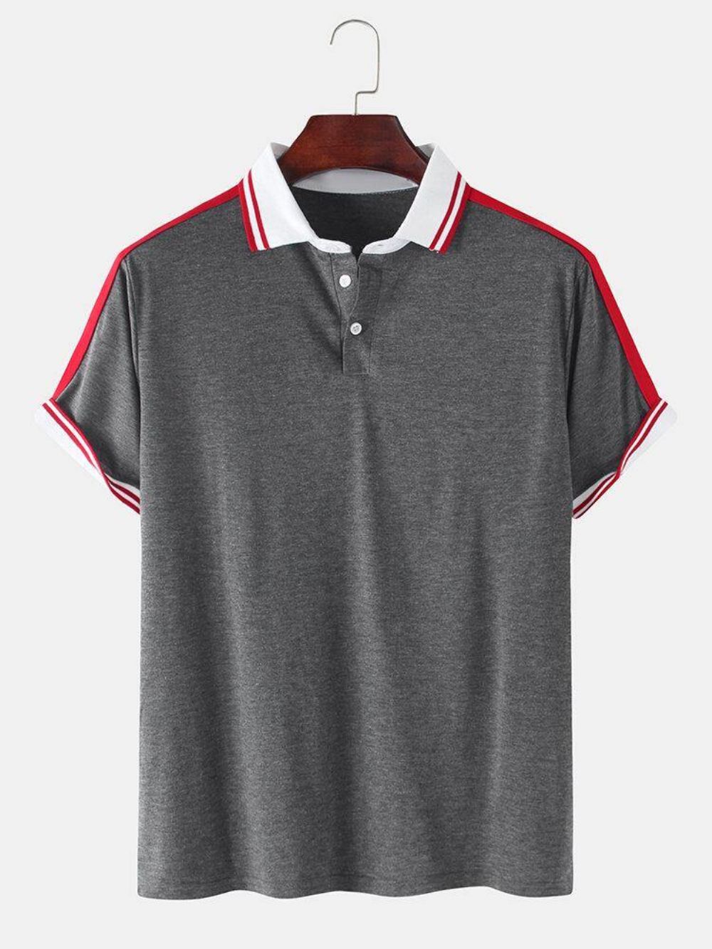 Effen Casual Golfshirt Met Korte Mouwen Heren Met Contrasterende Geribbelde Boorden