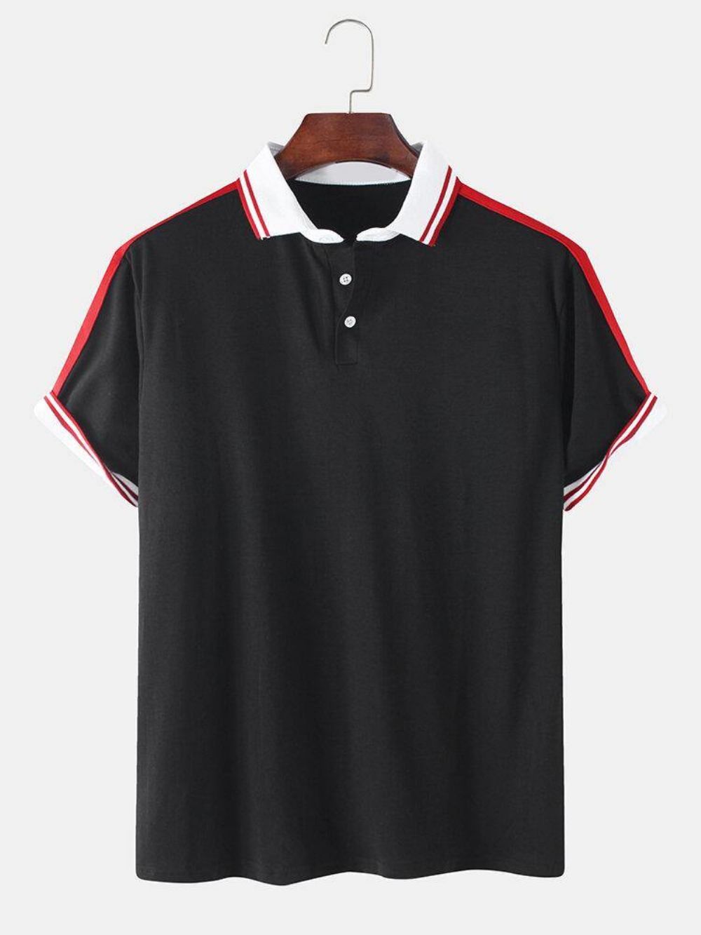 Effen Casual Golfshirt Met Korte Mouwen Heren Met Contrasterende Geribbelde Boorden