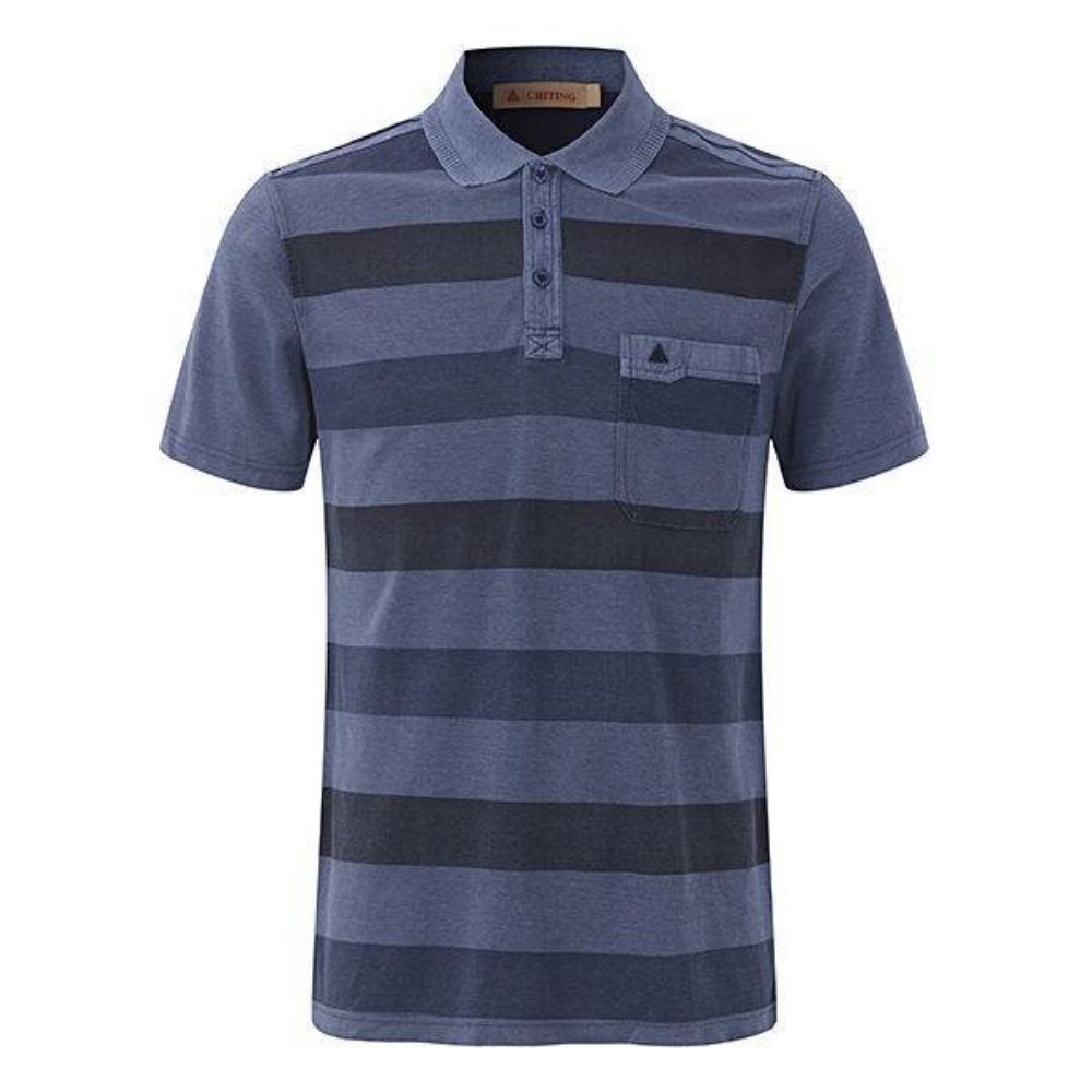 Gestreepte Bedrukte Zachte Katoenen T-Shirts Heren Casual Golfshirt Met Omgeslagen Kraag