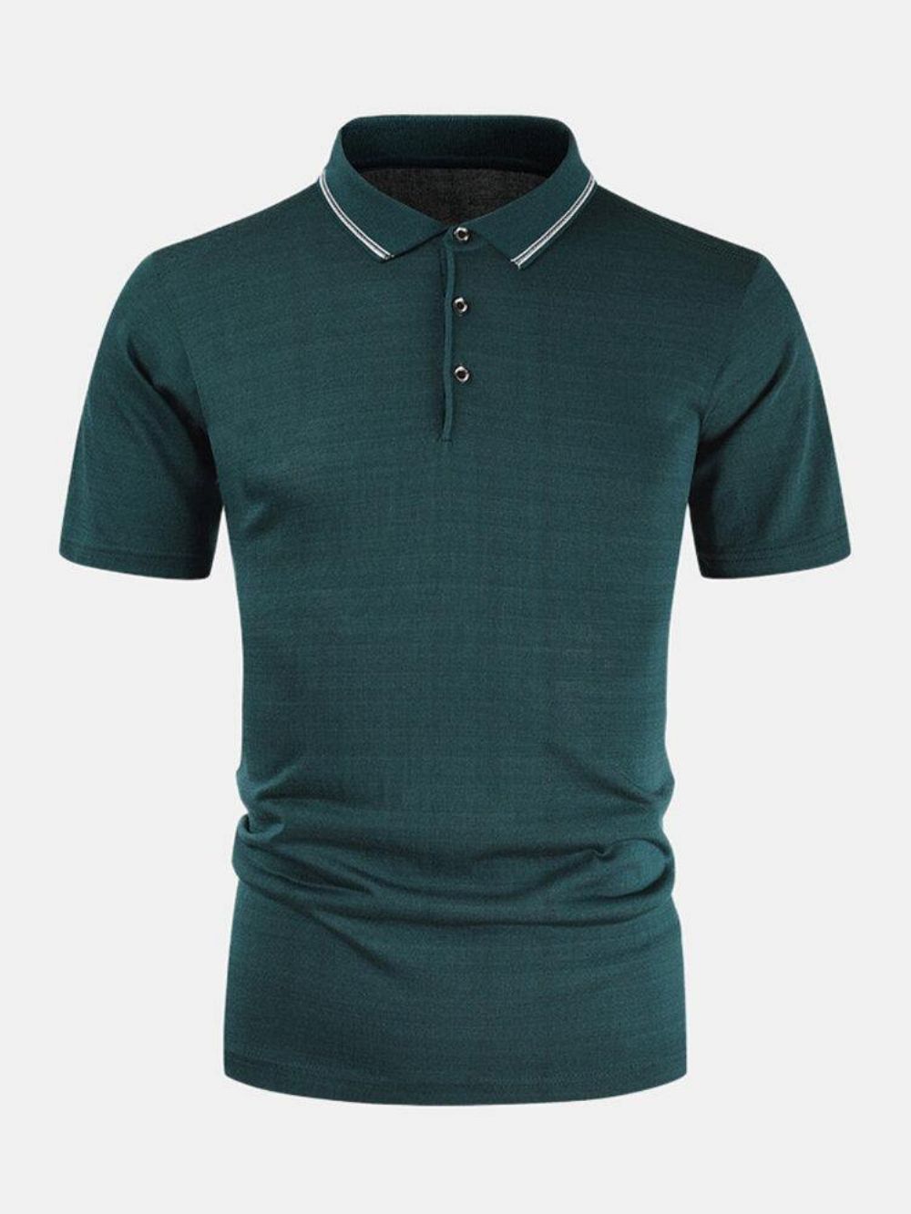 Heren Effen Kleur Opvouwbare Kraag Ademende Half Open Casual Golfshirts