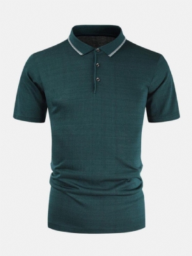 Heren Effen Kleur Opvouwbare Kraag Ademende Half Open Casual Golfshirts