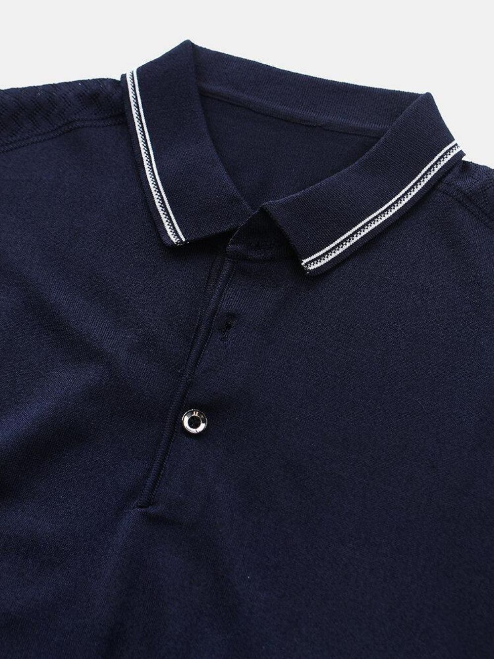 Heren Effen Kleur Opvouwbare Kraag Ademende Half Open Casual Golfshirts