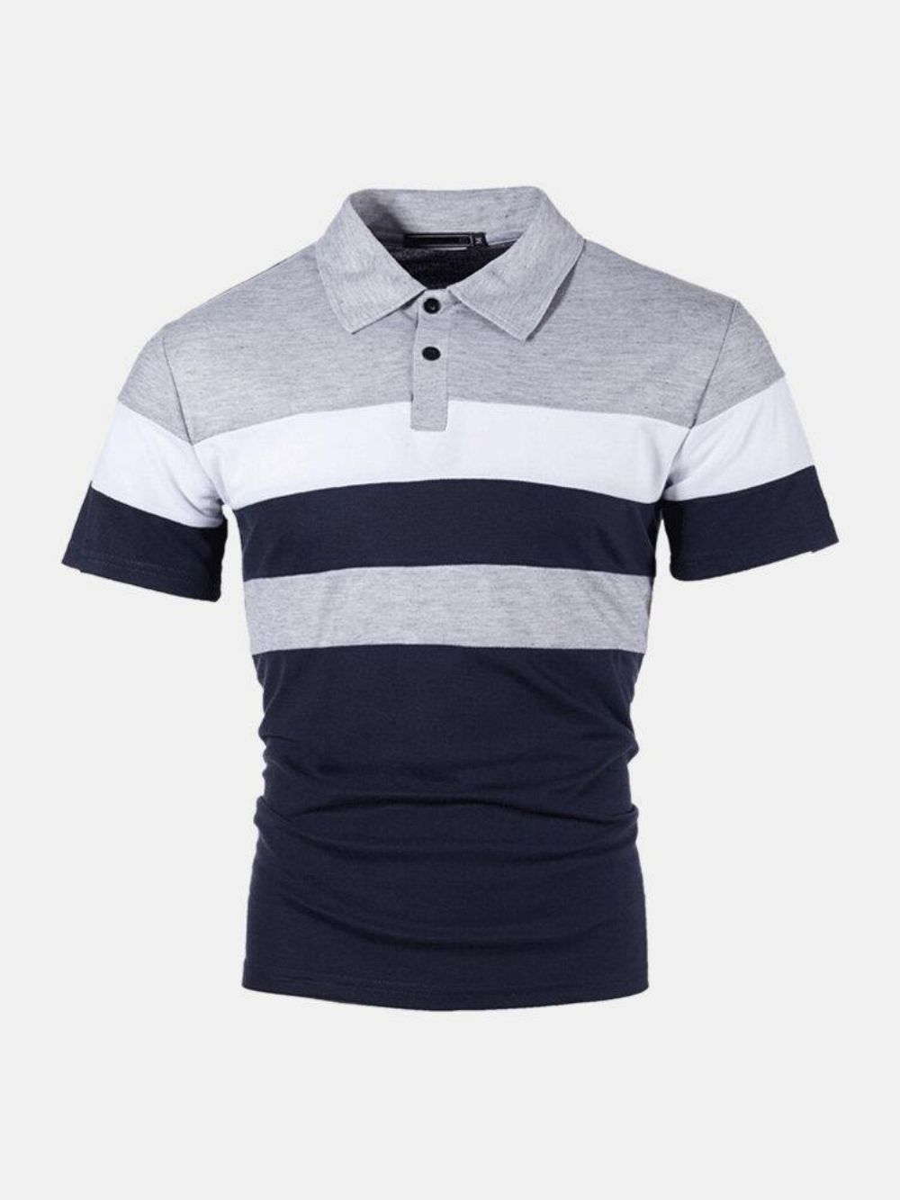 Heren Kleur Blcok Korte Mouw Half Open Turn-Down Kraag Casual Golfshirt