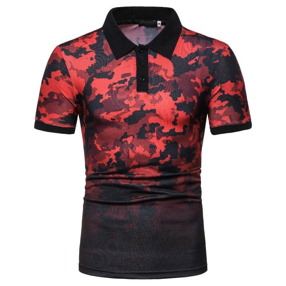 Herenmode Camouflagedruk Losse Casual Golfshirts Met Korte Mouwen