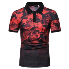 Herenmode Camouflagedruk Losse Casual Golfshirts Met Korte Mouwen