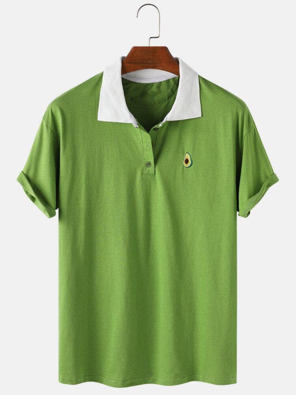 Katoenen Met Fruit Geborduurde Losse Golfshirts Met Lichte Reverskraag