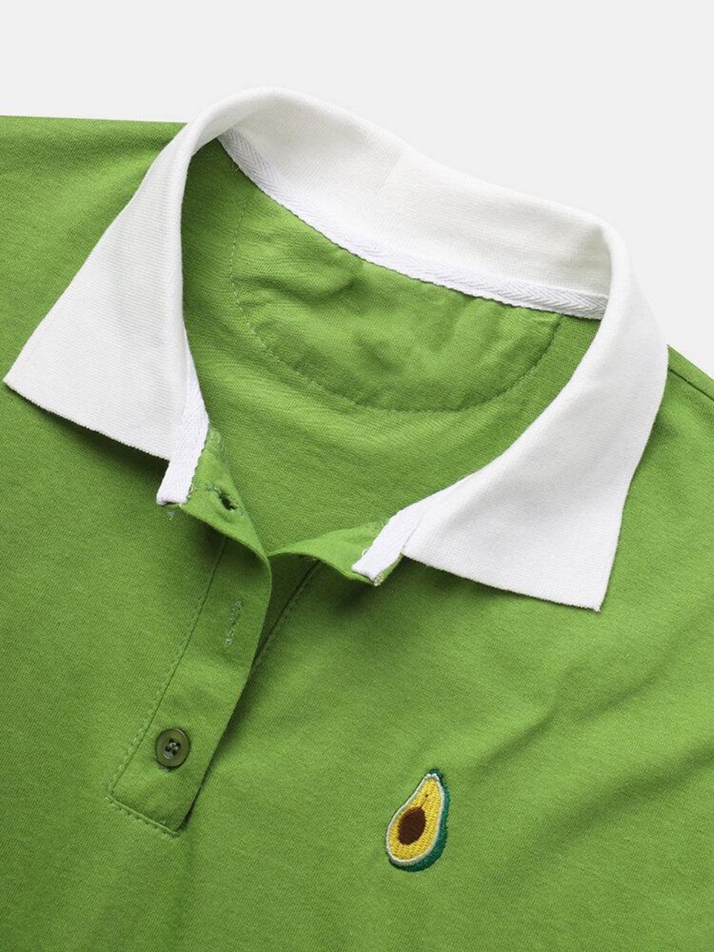 Katoenen Met Fruit Geborduurde Losse Golfshirts Met Lichte Reverskraag