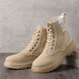 Dames Casual Canvas Dikke Zool Hoge Veterschoenen Met Veters