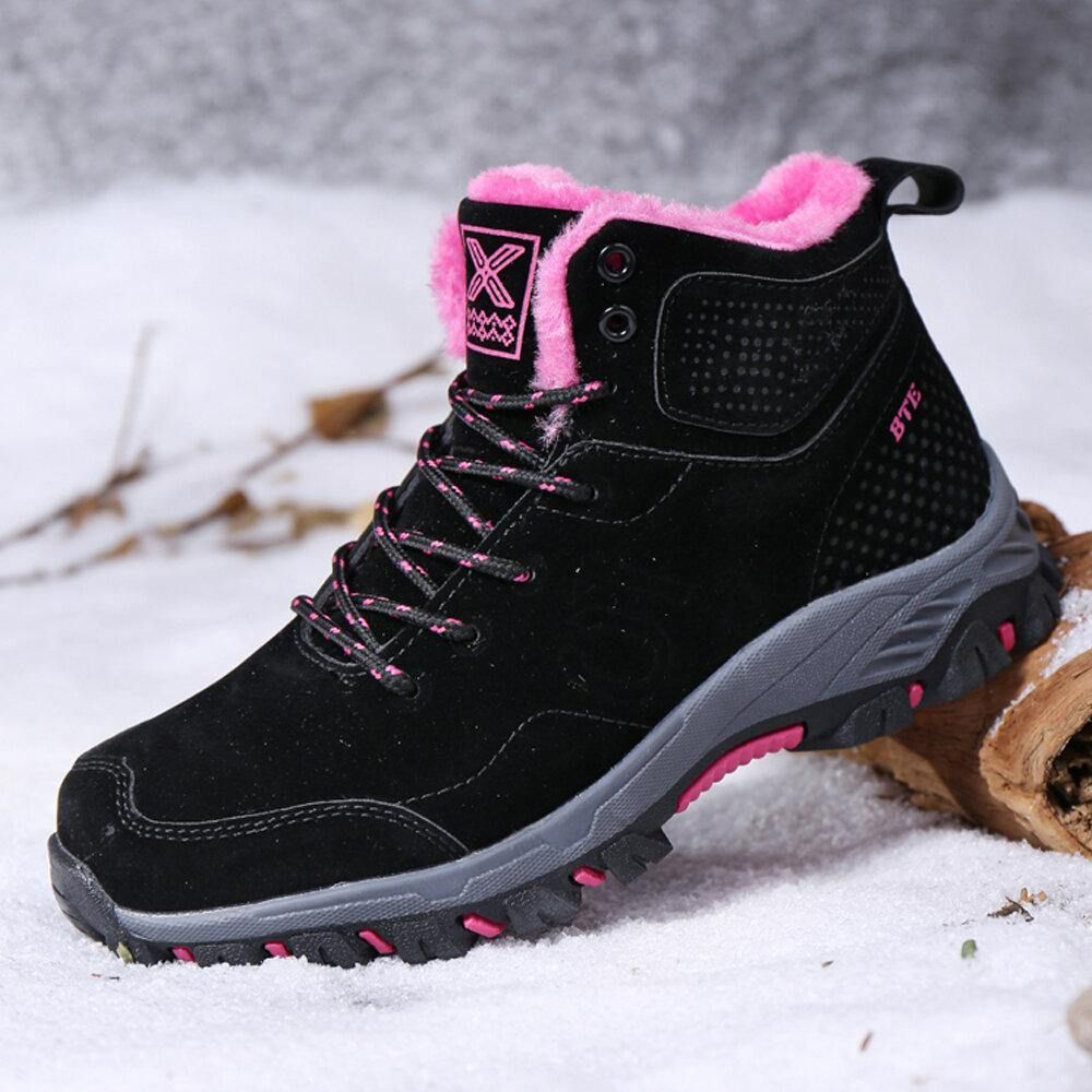 Dames Casual Warme Voering Dikke Zool Lace Up Enkel Sneeuw laarzen