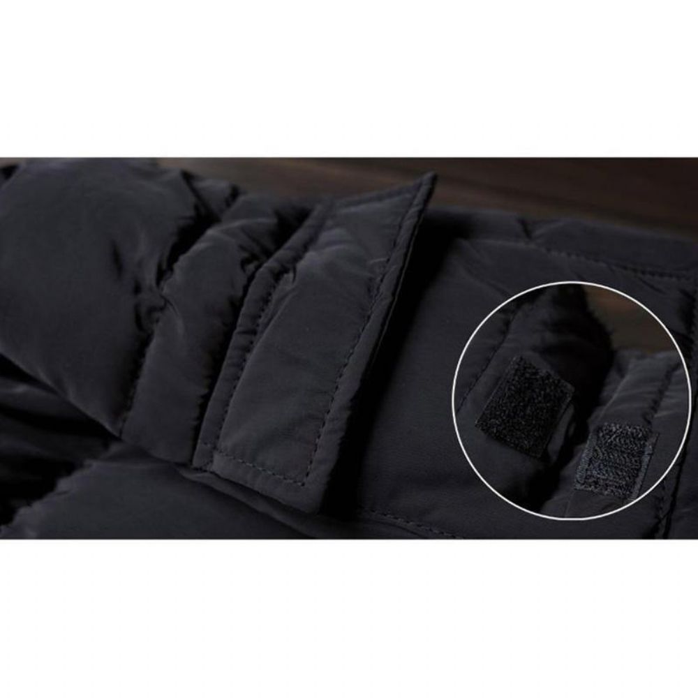 Heren Winter Outdoor Winddicht Warm Effen Kleur Capuchon Lange Gewatteerde Jas Parka Bovenkleding