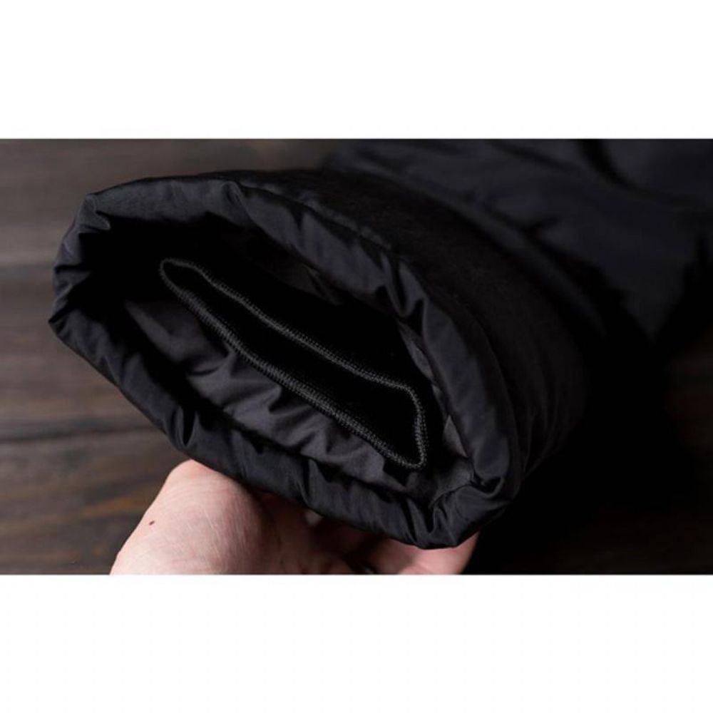 Heren Winter Outdoor Winddicht Warm Effen Kleur Capuchon Lange Gewatteerde Jas Parka Bovenkleding