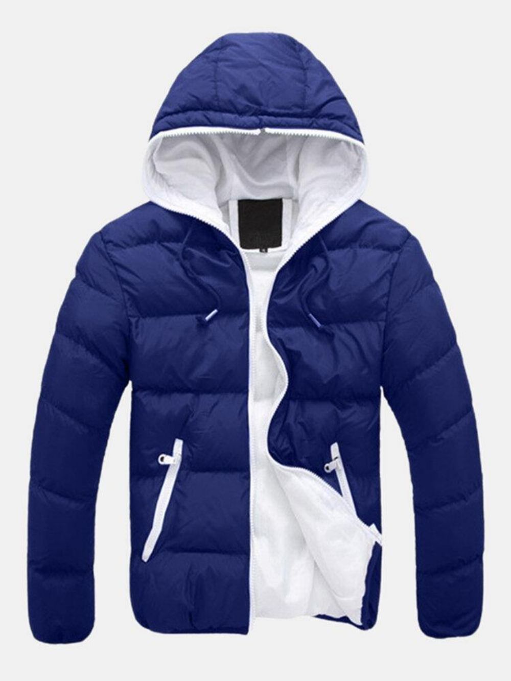 Heren Winter Thermisch Contrast Kleur Outdoor Warm Gewatteerd Jack Met Capuchon