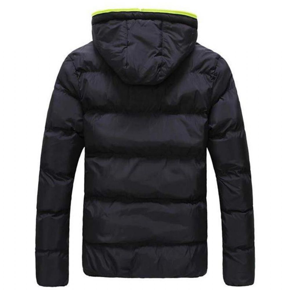 Heren Winter Thermisch Contrast Kleur Outdoor Warm Gewatteerd Jack Met Capuchon