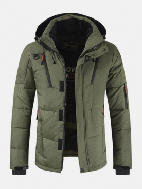 Heren Winter Warm Dikker Rits Detail Effen Kleur Hooded Down Jas