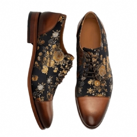 Heren Bloemen Bedrukte Britse Stijl Cap Toe Comfortabele Casual Formele Kleding Schoenen