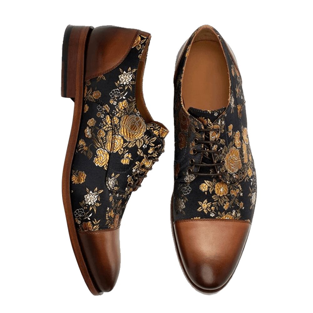 Heren Bloemen Bedrukte Britse Stijl Cap Toe Comfortabele Casual Formele Kleding Schoenen